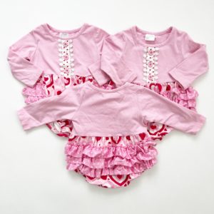 Matching Pink Heart Rompers