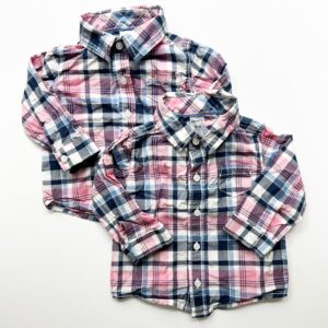 Matching collared shirts for twin boys